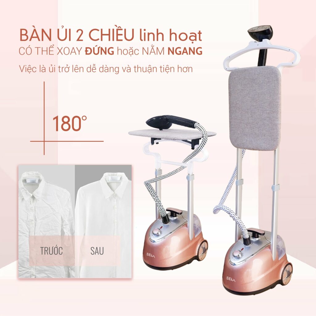  Hai trụ ủi đứng có thể điều chỉnh độ cao cho phù hợp