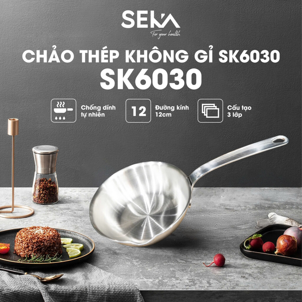 Rất ngon mà không sợ nóng Chảo Lòng Nông SEKA SK6030 - Size 12cm - Seka Việt Nam